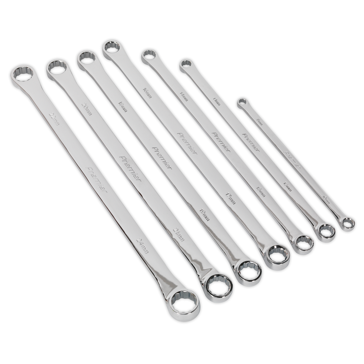 Sealey Double End Ring Spanner Set 7pc Extra-Long Metric