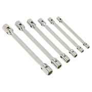 Sealey Double Flexi-Head Socket Spanner Set 6pc Fully Polished Metric