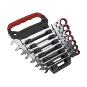 Sealey Flexi-Head Ratchet Combination Spanner Set 7pc Metric Platinum Series