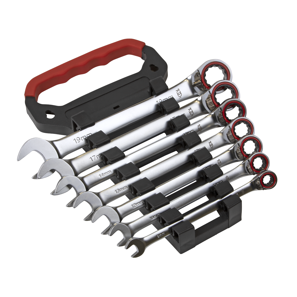 Sealey Reversible Ratchet Combination Spanner Set 7pc Metric Platinum Series