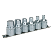 Sealey Hex Socket Bit Set with Rail 6pc Stubby 1/2"Sq Drive Metric