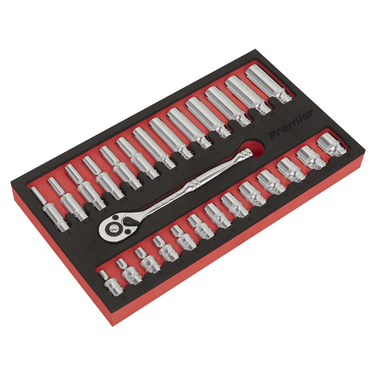 Sealey Ratchet Wrench & Socket Set 27pc 1/4"Sq Drive