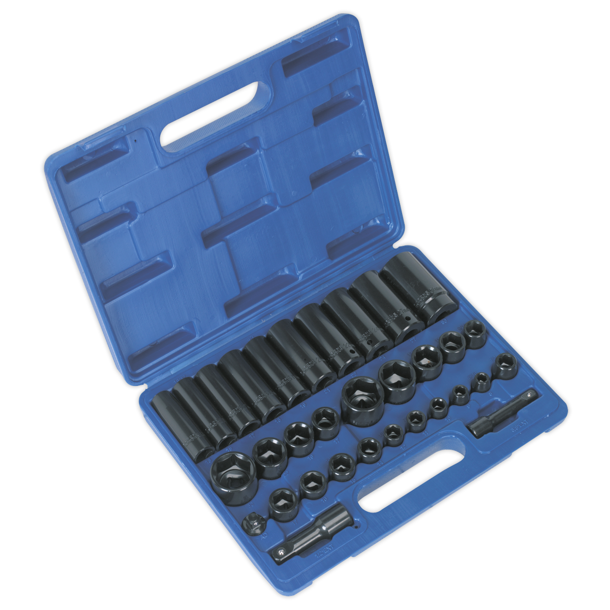 Sealey Impact Socket Set 32pc Standard/Deep 3/8" & 1/2"Sq Drive Metric/Imperial