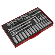 Sealey Socket Set 46pc 1/2"Sq Drive 6pt WallDrive® - Metric