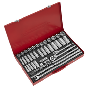 Sealey Socket Set 50pc 3/8" & 1/2"Sq Drive 6pt WallDrive® - Metric