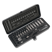 Sealey Socket Set 32pc 1/4"Sq Drive 6pt WallDrive® Metric Black Series