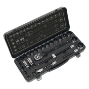 Sealey Socket Set 28pc 1/2"Sq Drive 6pt WallDrive® Metric Black Series