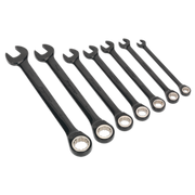 Sealey Combination Ratchet Spanner Set 7pc Black Series Metric