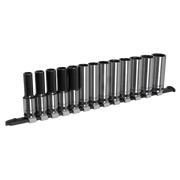 Sealey Socket Set Deep 13pc 1/2"Sq Drive Metric - Black Series
