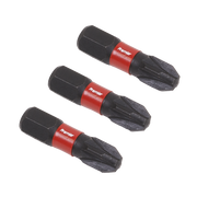 Sealey Pozi #3 Impact Power Tool Bits 25mm - 3pc