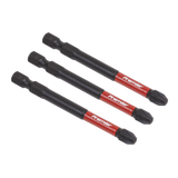 Sealey Pozi #3 Impact Power Tool Bits 75mm - 3pc