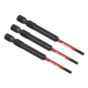 Sealey Hex 2.5mm Impact Power Tool Bits 75mm - 3pc