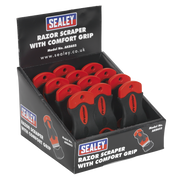 Sealey Razor Scraper with Comfort Grip Display Box of 12