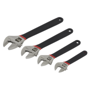 Sealey Adjustable Wrench Set 4pc Ni-Fe Finish