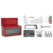 Sealey Topchest 6 Drawer with Ball-Bearing Slides - Red/Grey & 98pc Tool Kit