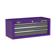 Sealey Mid-Box 3 Drawer with Ball-Bearing Slides - Purple/Grey