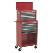 Sealey Topchest & Rollcab Combination 13 Drawer with Ball-Bearing Slides - Red/Grey
