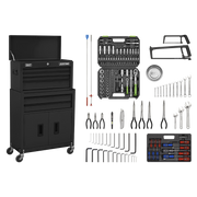 Sealey Topchest & Rollcab Combination 6 Drawer with Ball-Bearing Slides - Black & 170pc Tool Kit