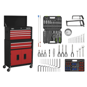 Sealey Topchest & Rollcab Combination 6 Drawer with Ball-Bearing Slides - Red/Black & 170pc Tool Kit