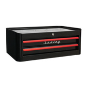 Sealey Mid-Box 2 Drawer Retro Style - Black with Red Anodised Drawer Pulls