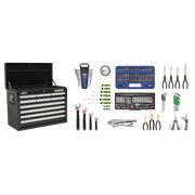 Sealey Topchest 10 Drawer with Ball-Bearing Slides - Black & 140pc Tool Kit