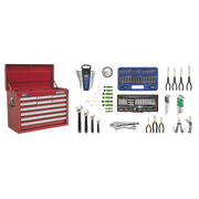 Sealey Topchest 10 Drawer with Ball-Bearing Slides - Red & 140pc Tool Kit