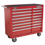 Sealey Rollcab 16 Drawer with Ball-Bearing Slides Heavy-Duty - Red