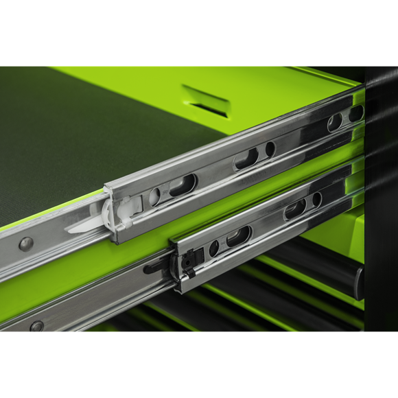 Sealey 15 Drawer 1549mm Mobile Trolley with Wooden Worktop and Hutch and 2 Drawer Riser