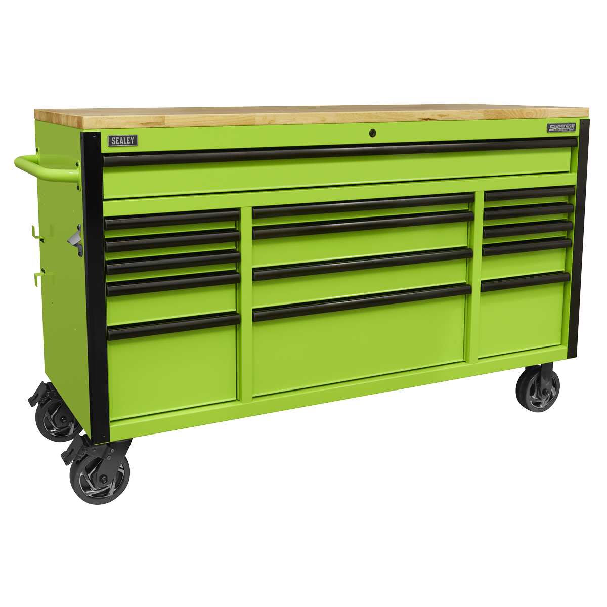 Sealey 15 Drawer Mobile Trolley with Wooden Worktop 1549mm