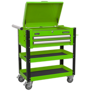 Sealey Heavy-Duty Mobile Tool & Parts Trolley 2 Drawers & Lockable Top - Green