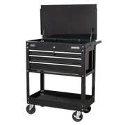 Sealey Heavy-Duty Mobile Tool & Parts Trolley with 4 Drawers & Lockable Top - Black