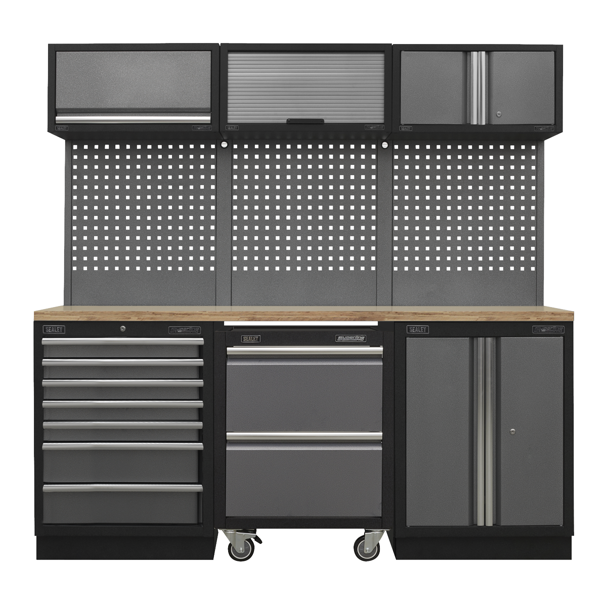 Sealey Superline PRO® 2.04m Storage System - Pressed Wood Worktop APMSSTACK12W