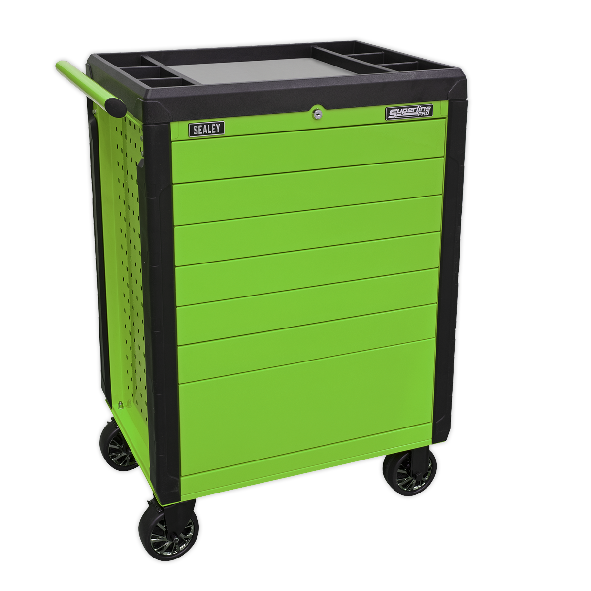Sealey Rollcab 7 Drawer Push-To-Open Hi-Vis Green
