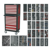 Sealey Topchest & Rollcab Combination 14 Drawer with Ball-Bearing Slides & 1233pc Tool Kit