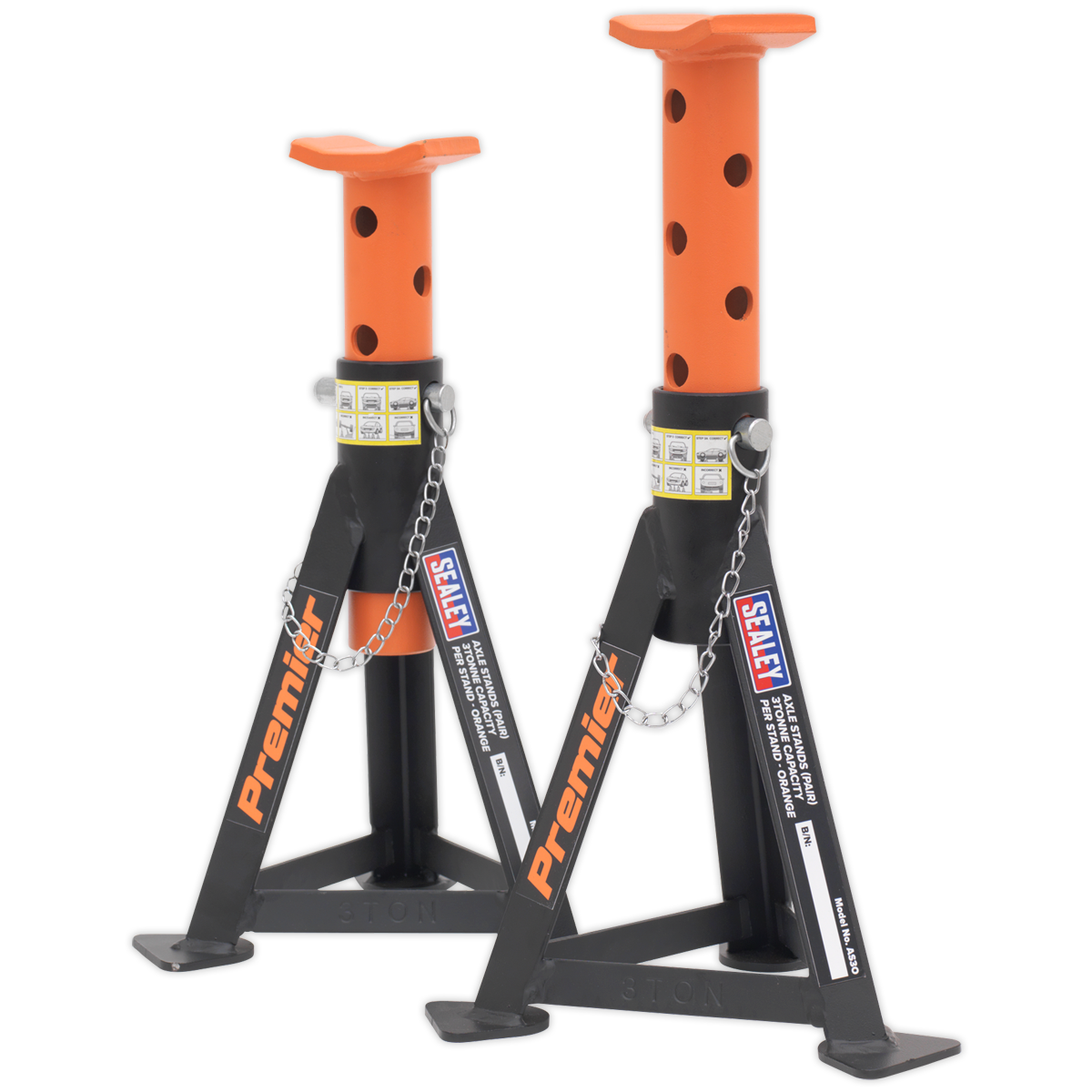 Sealey Axle Stands (Pair) 3 Tonne Capacity per Stand - Orange