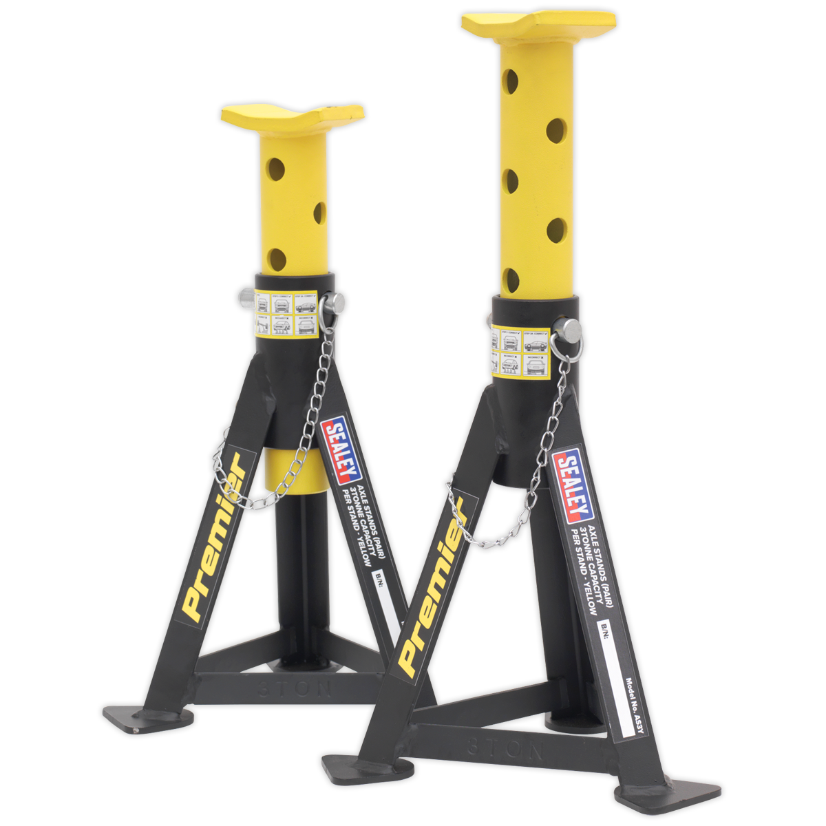 Sealey Axle Stands (Pair) 3 Tonne Capacity per Stand - Yellow