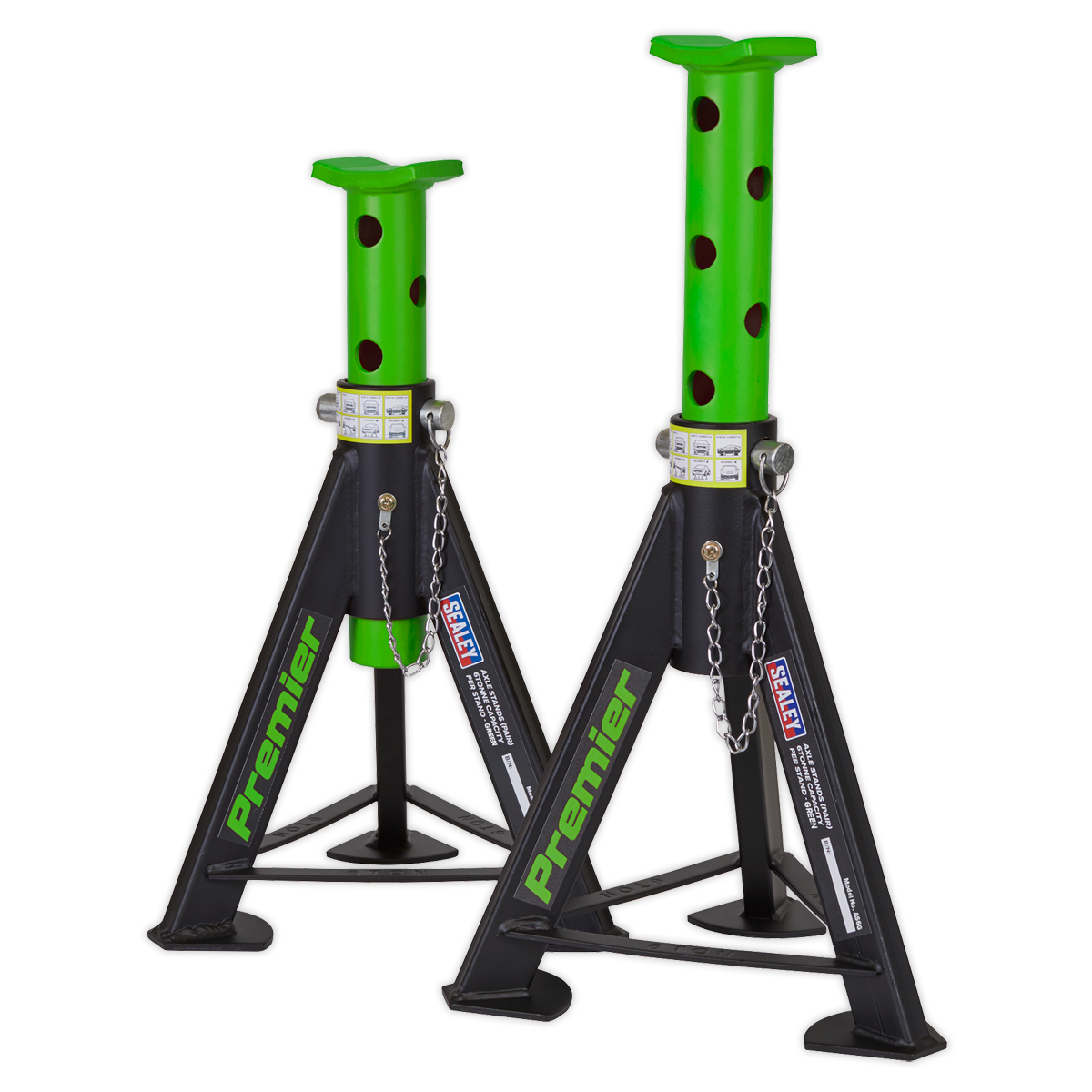 Sealey Axle Stands (Pair) 6 Tonne Capacity per Stand - Green