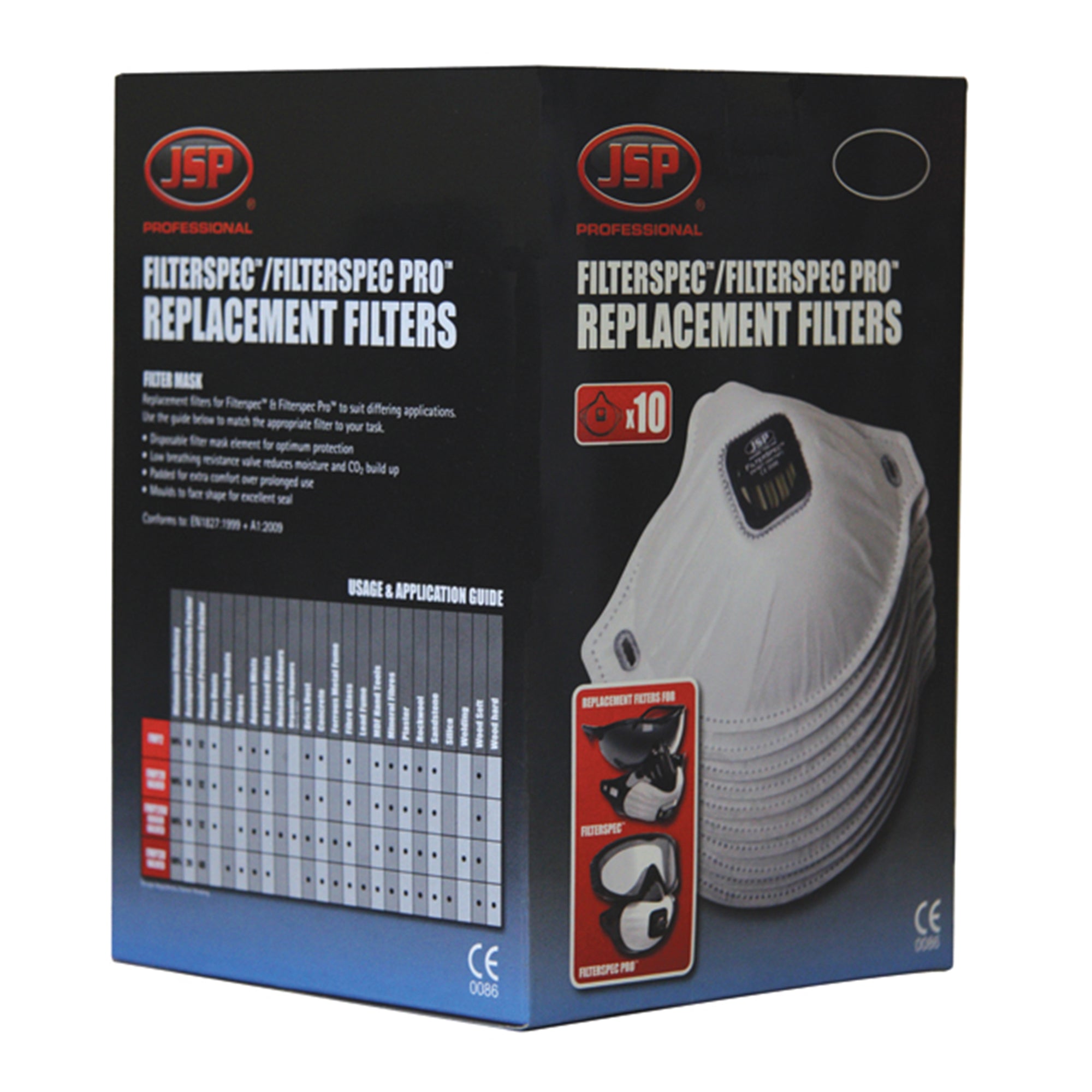 JSP Filterspec Replacement FFP3V Filters - Pack of 10