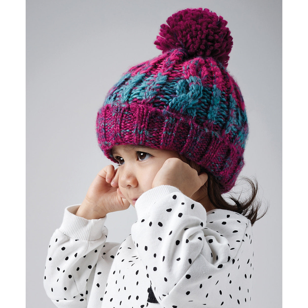 Beechfield Junior Corkscrew Pom Pom Beanie