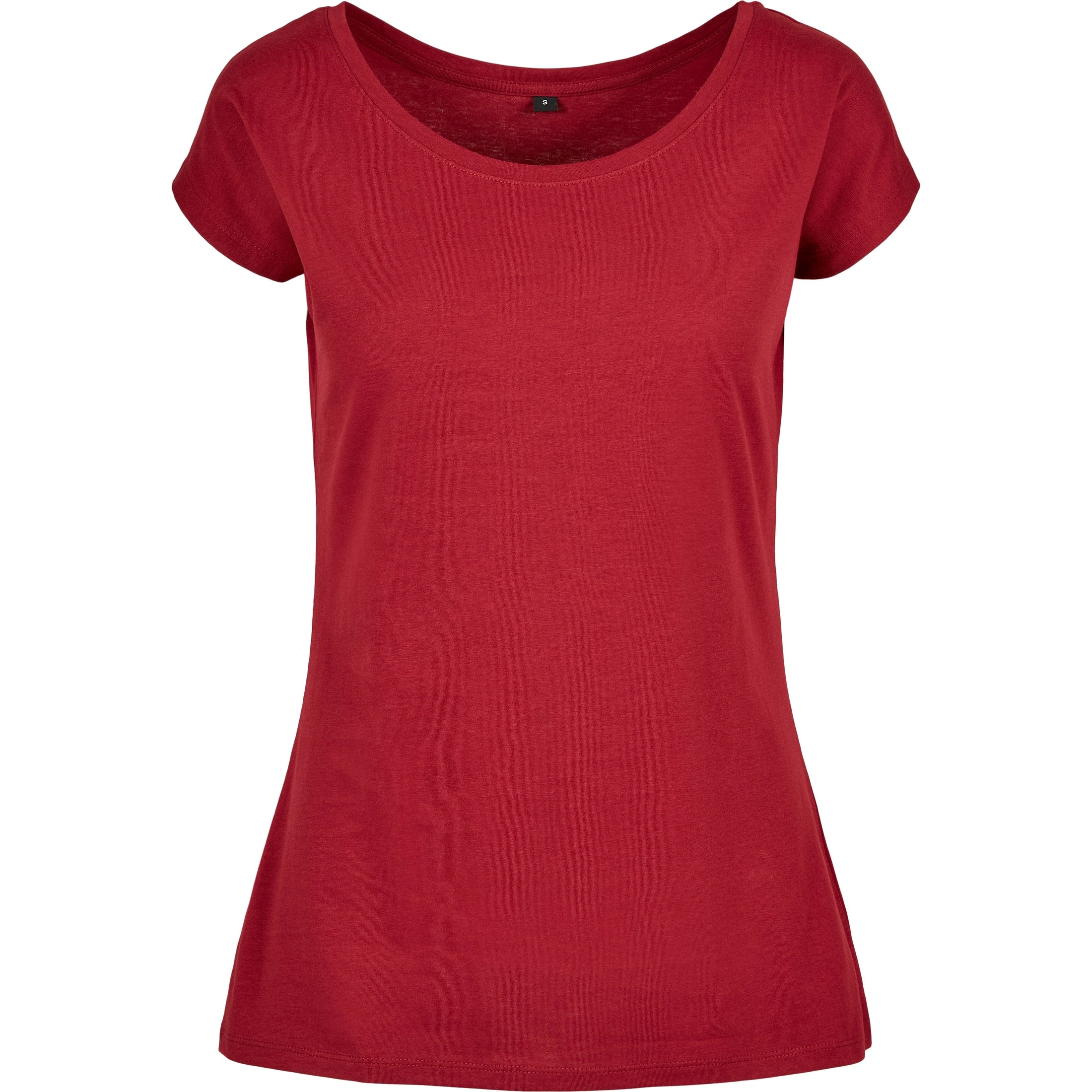 Build Your Brand Basic Women's Wide Neck Tee - Burgundy