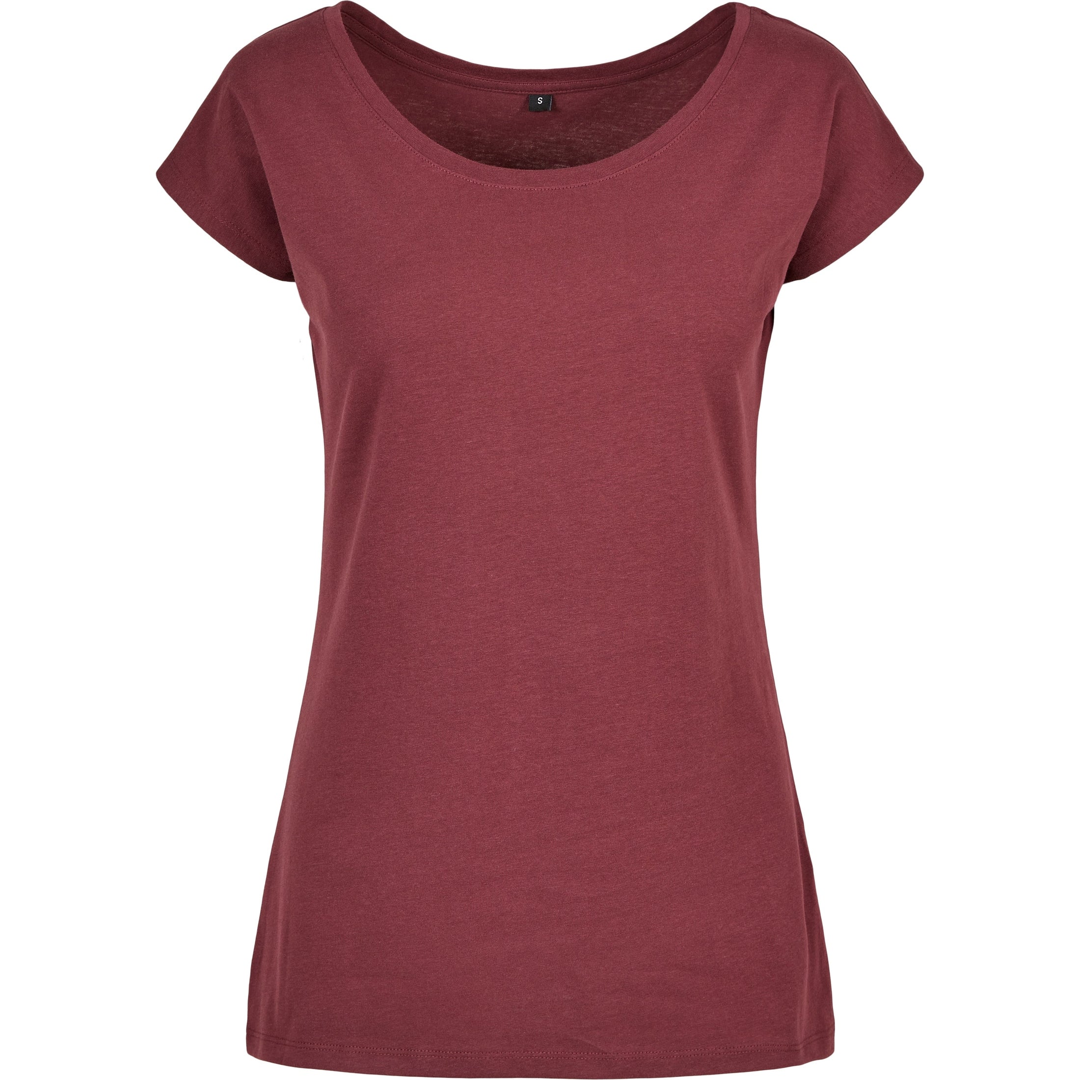 Build Your Brand Basic Women's Wide Neck Tee - Cherry