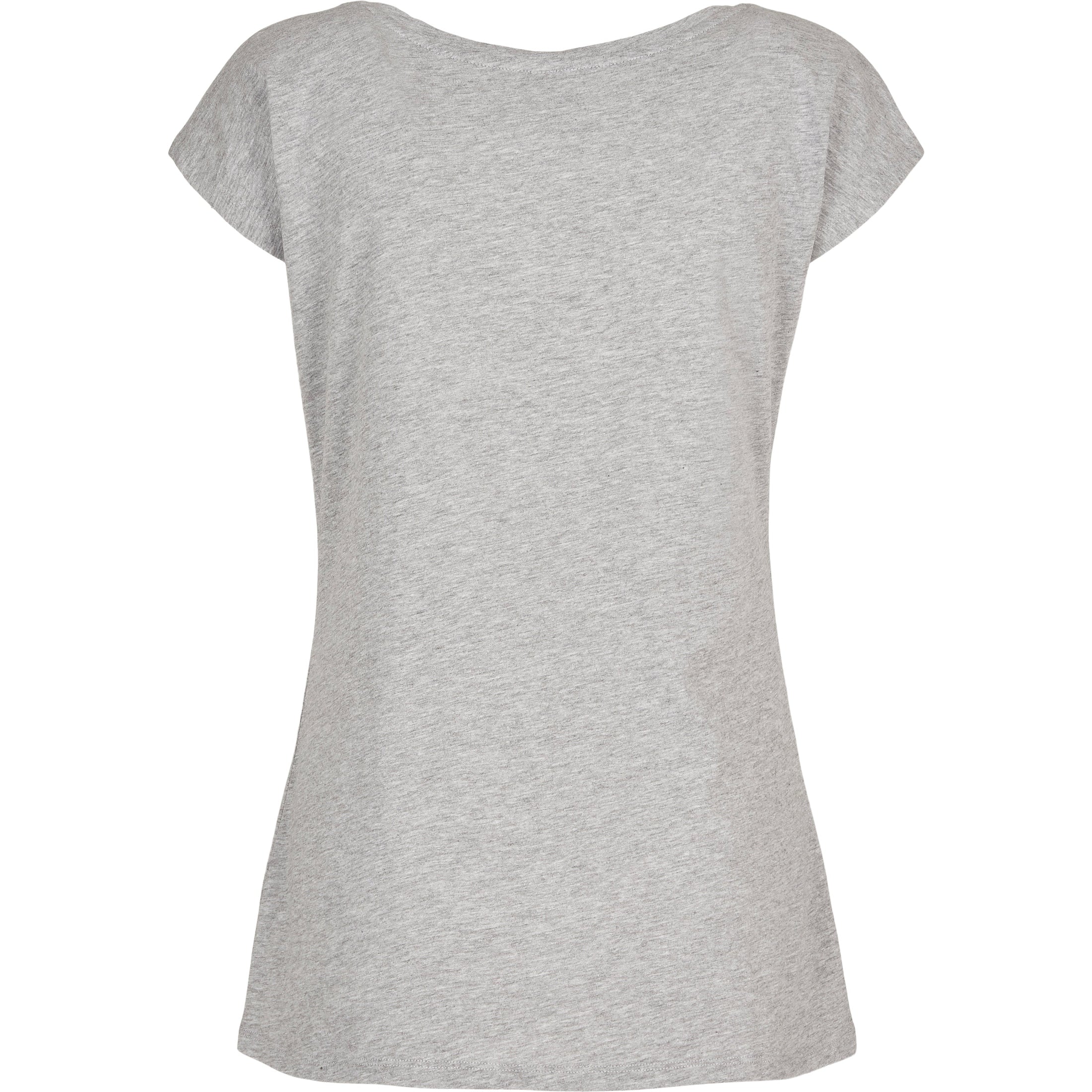Build Your Brand Basic Women's Wide Neck Tee - Heather Grey