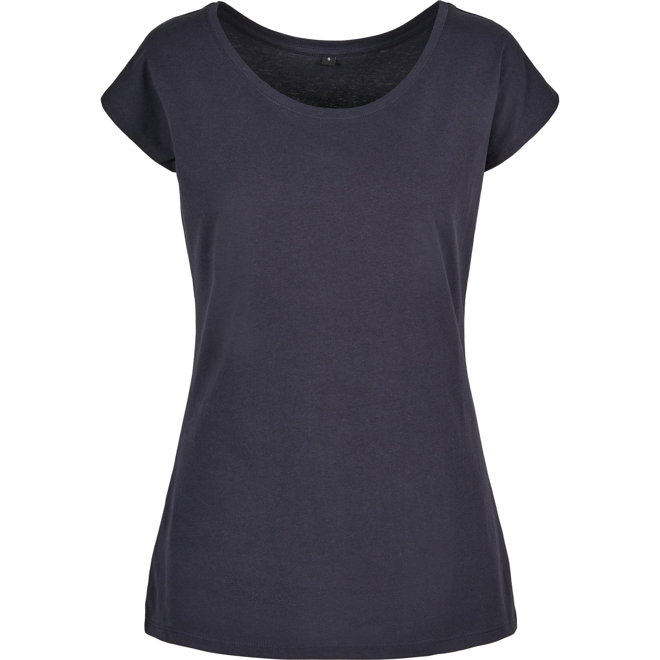Build Your Brand Basic Women's Wide Neck Tee - Navy