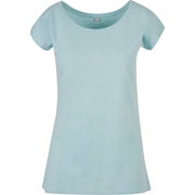 Build Your Brand Basic Women's Wide Neck Tee - Ocean Blue