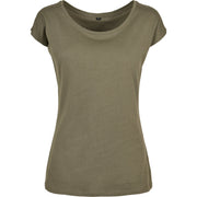 Build Your Brand Basic Women's Wide Neck Tee - Olive