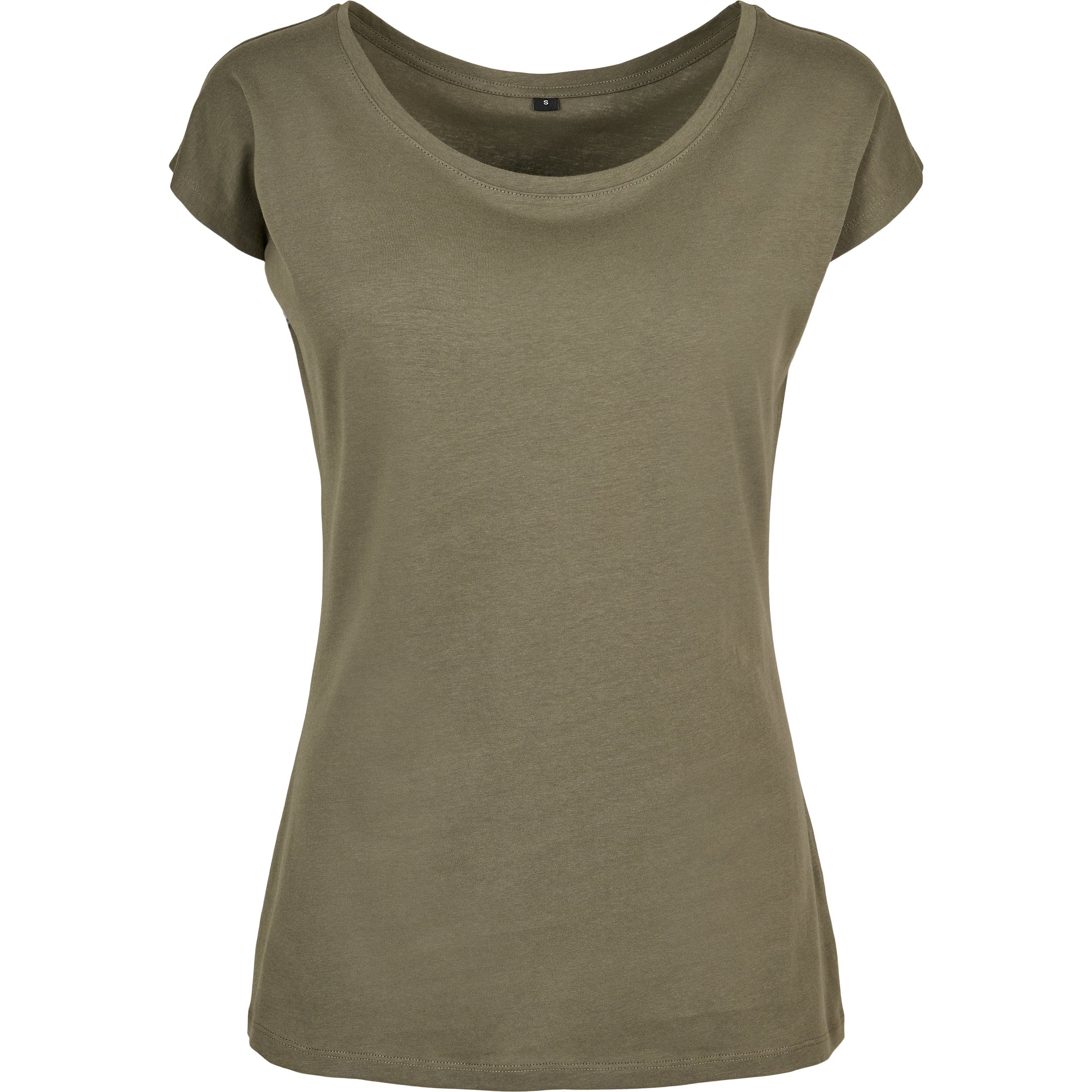 Build Your Brand Basic Women's Wide Neck Tee - Olive