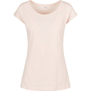 Build Your Brand Basic Women's Wide Neck Tee - Pink