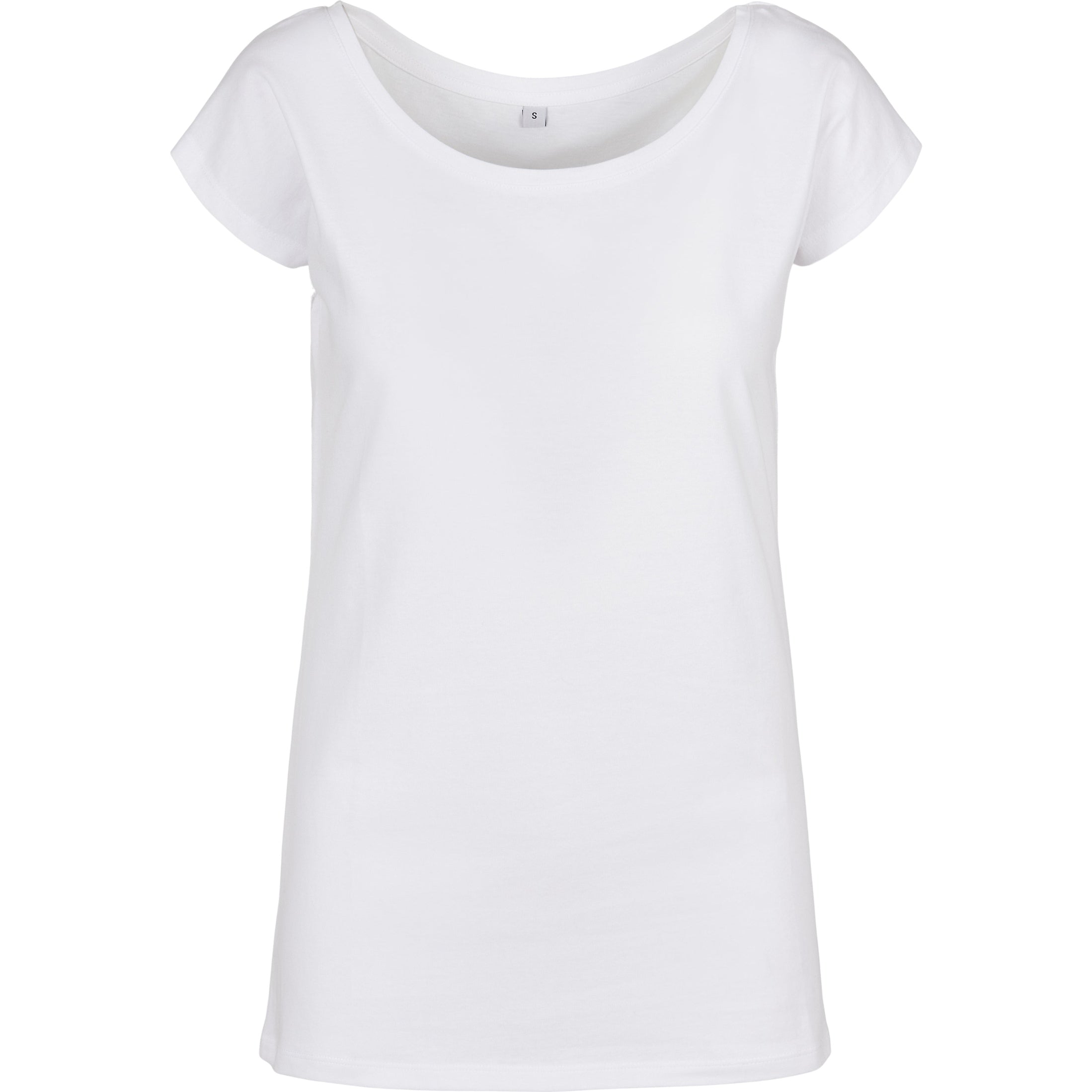 Build Your Brand Basic Women's Wide Neck Tee - White