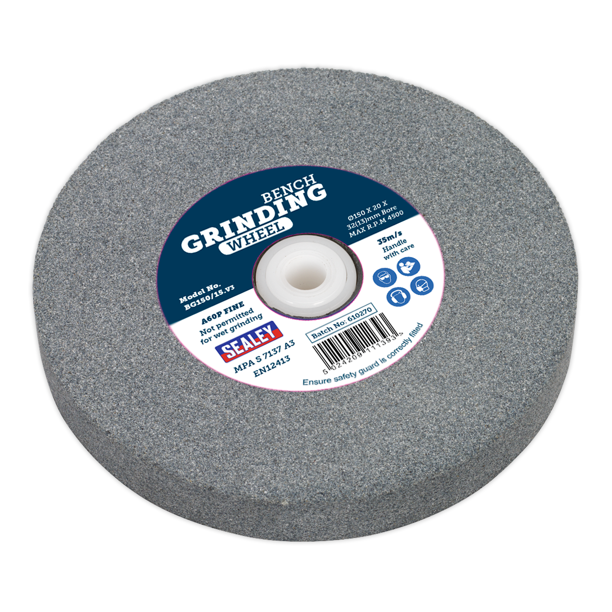 Sealey Grinding Stone Ø150 x 20mm Ø32(Ø13)mm Bore A60P Fine