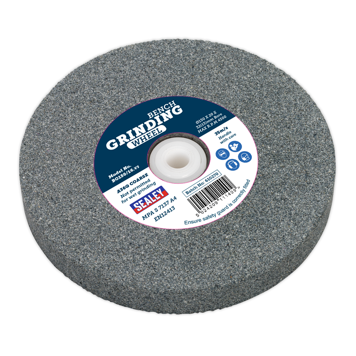 Sealey Grinding Stone Ø150 x 20mm Ø32(Ø13)mm Bore A36Q Coarse